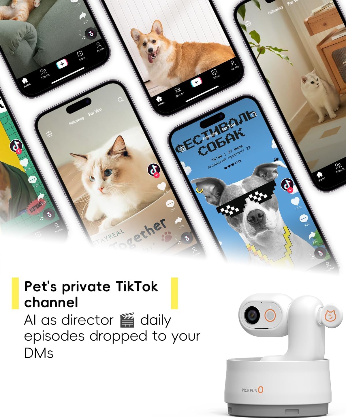 P0 AI Pet Camera with 2K Tracking, Auto Video Recording Editing & Smart Alerts, 350° Panoramic View with Night Vision, Two-Way Audio, Privacy Protection & Local Storage for Cat/Dog Monitoring